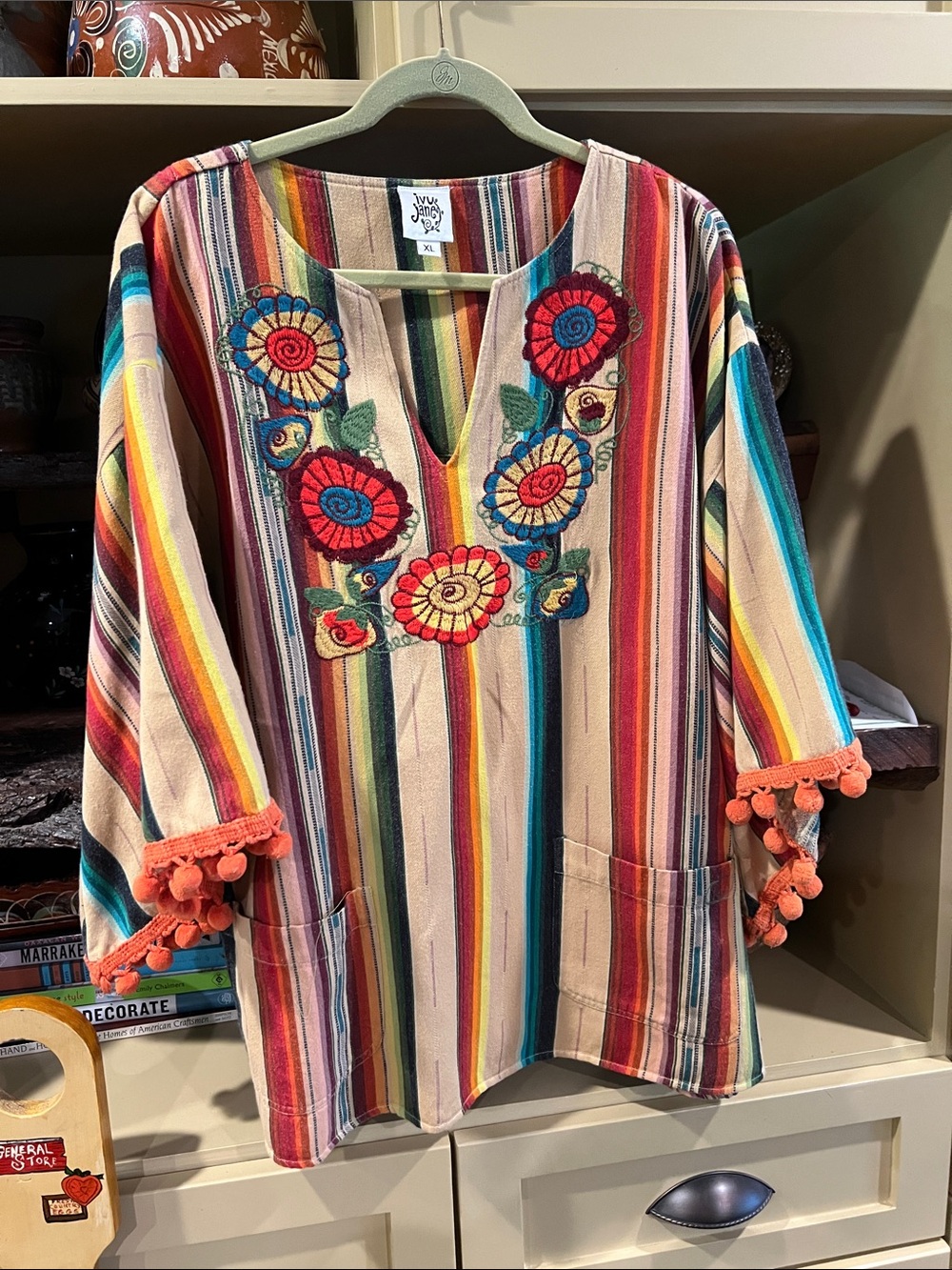 ivy jane Multi-Color Striped Tunic with Embroidered Detail